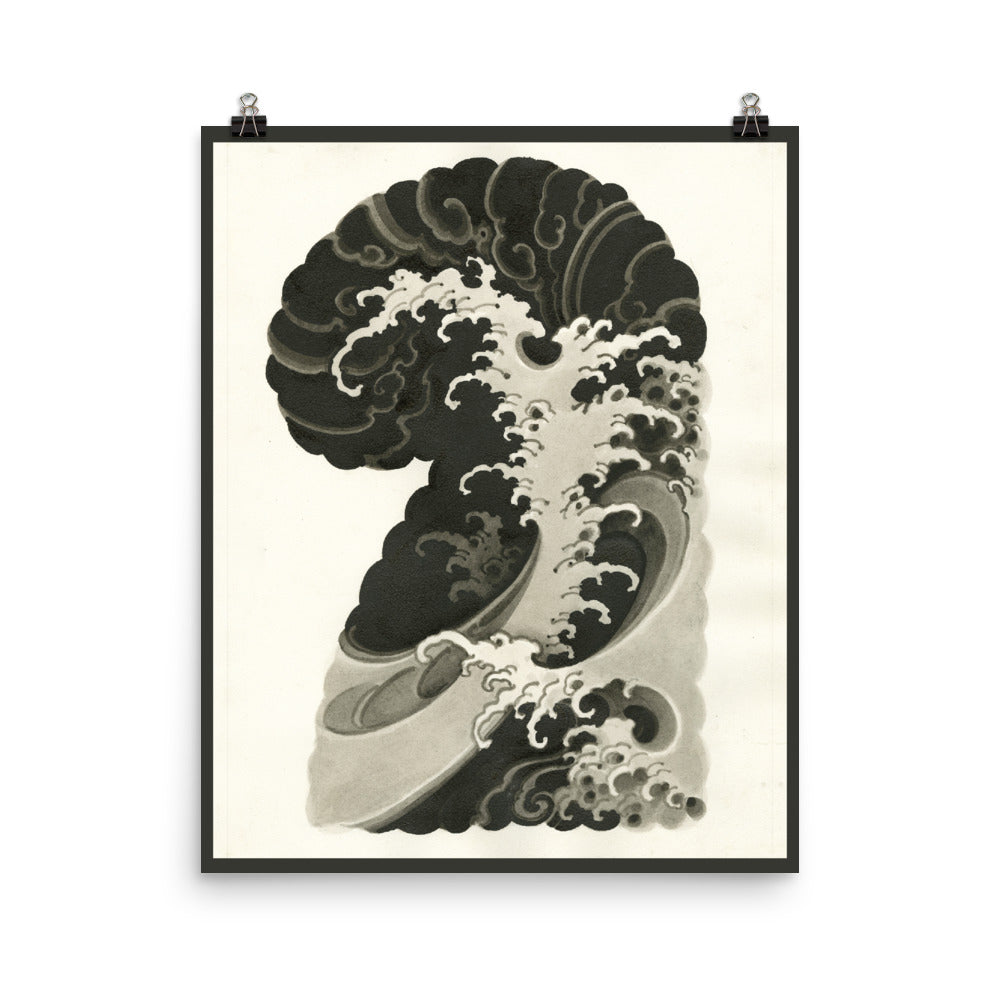 Angelo Machine - Black and White Wave Half Suit - Archival Print